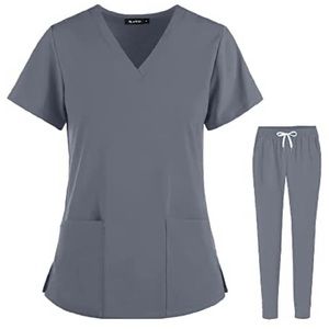 Gray Jogger Scrub Set